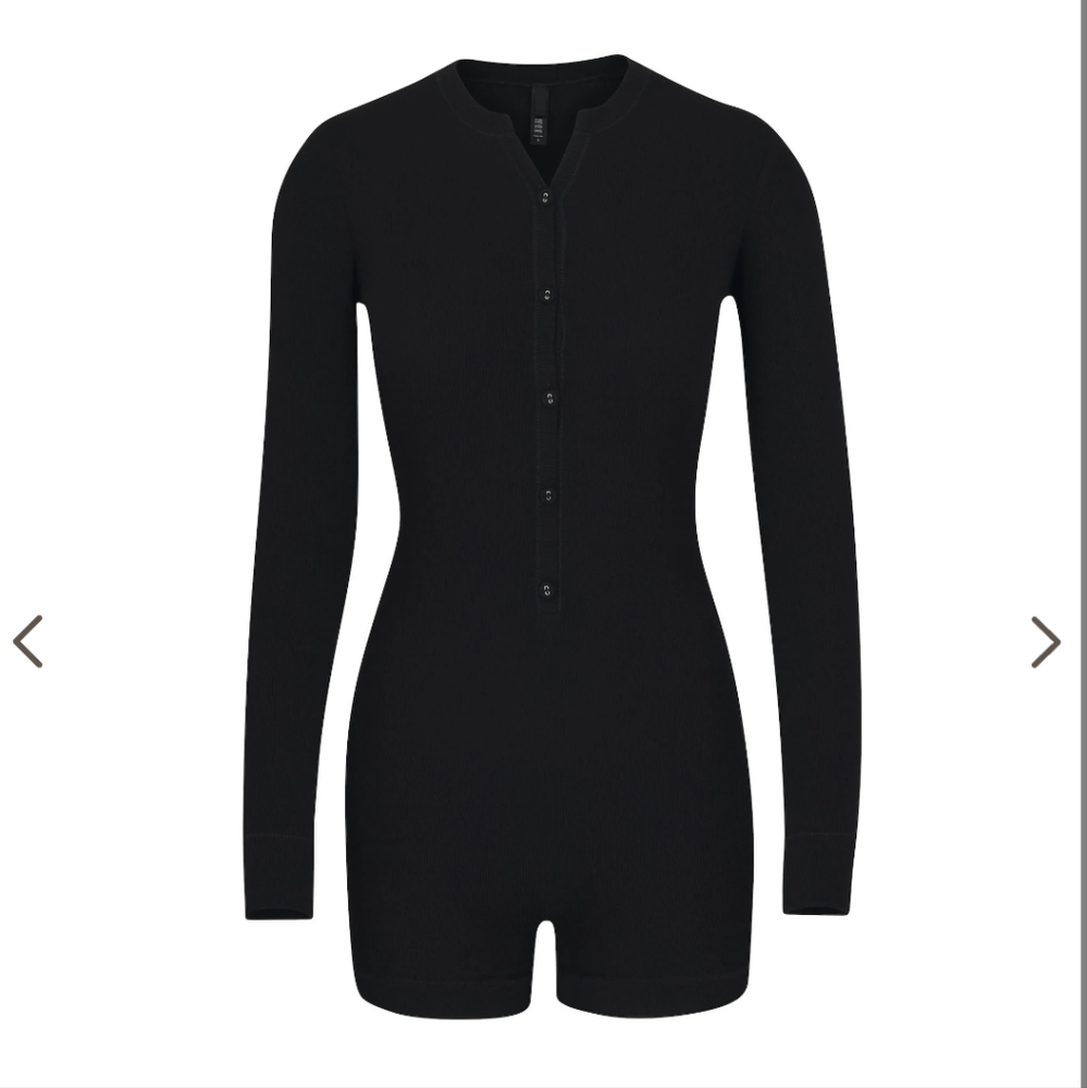 Skims Henley Onesie Onyx